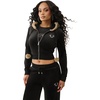 True Religion Women’s Velour Crystal Shrunken Zip Hoodie | Hoodies for Women, Zip Up Hoodie Women, Cropped Hoodie(Jet Black)