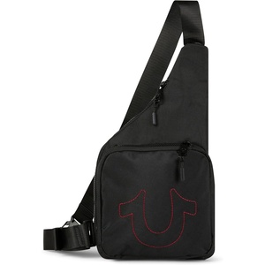 True Religion Crossbody Bag Men – Anti Theft Shoulder Sling, Zipper Phone | Anti-theft Men’s crossbody sling bag, zipper phone pocket, key leash, adjustable strap, everyday carry.(Black/Red)