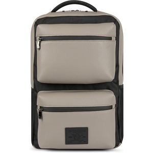 True Religion Laptop Backpack for Men Vegan Leather, 17in Sleeve, Flight | Vegan leather mens backpack, 17in laptop backpack, tech bag with cargo pockets, water bottle pocket, TSA approved.(Lt Grey)