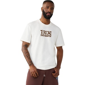True Religion Men’s Buddha Logo Tee | Felt Horseshoe | Buddha Graphic, Premium Cotton(Winter White)