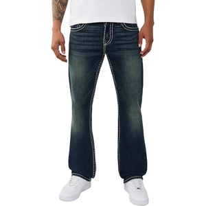 True Religion Men’s Ricky Super T Flap 34″ Straight Jean | Straight Leg Fit, Super T Flap Back Pockets, Stretch Denim(Riff Grunge Dark Wash)