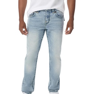 True Religion Men’s Rocco Super T Flap 32″ Skinny Jeans | Flap Pocket Detail, 98% Cotton 2% Spandex(Optic Stone Light Wash)