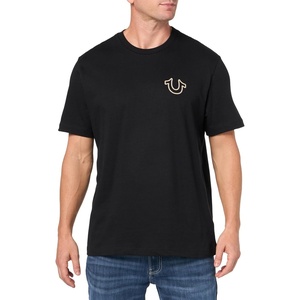 True Religion Men’s Relaxed Overseam Puff Tee Tee(Jet Black)