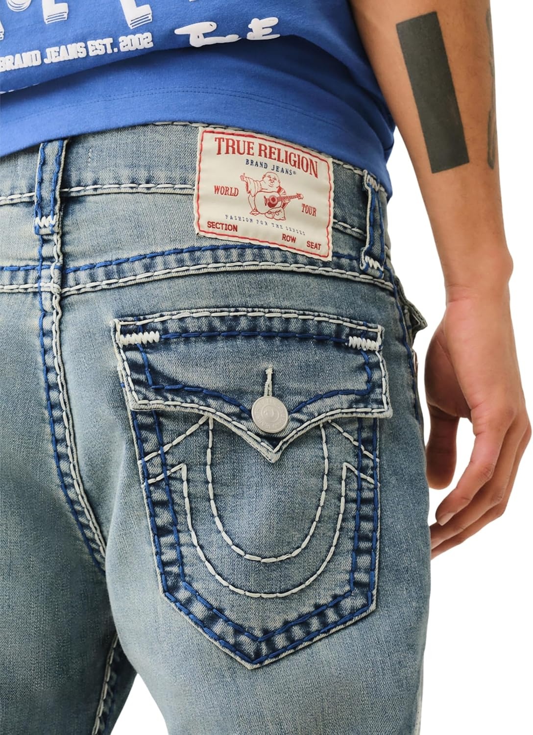 image:imageTrue Religion Mens Ricky Super T Straight Leg Denim Jeans for MenAlbarn Medium Wash