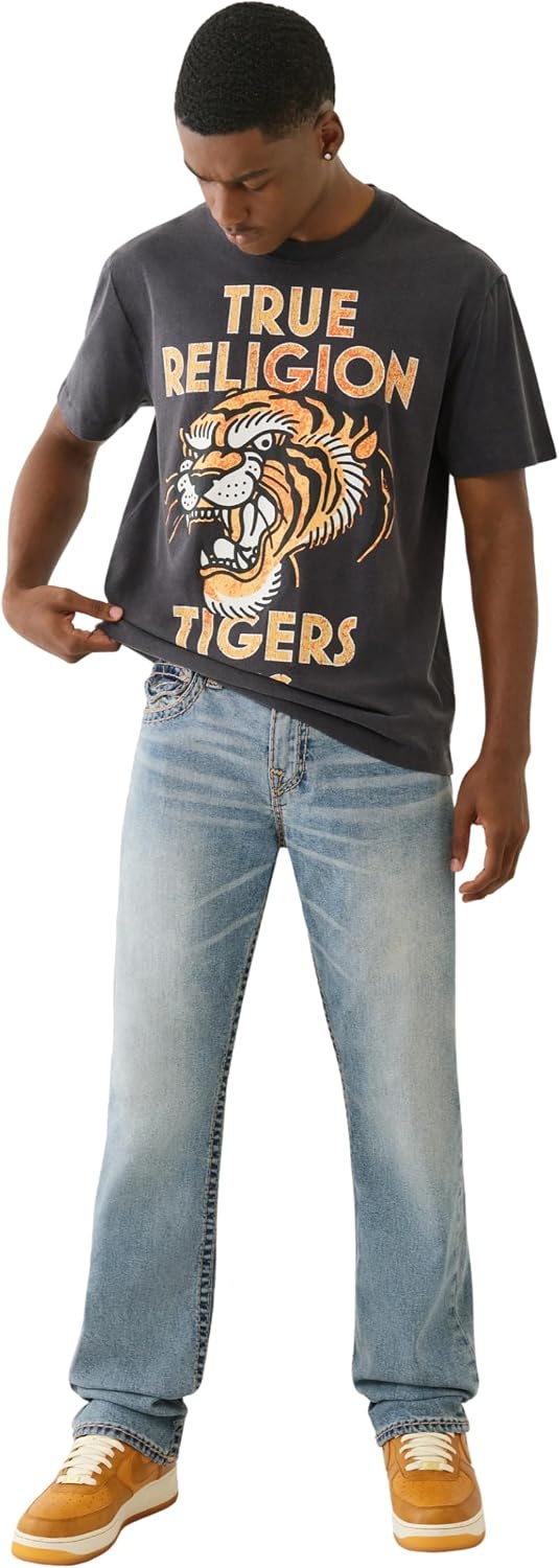 image:imageTrue Religion Mens Ricky Super T Straight Leg Denim Jeans for MenAlley Loop Light Wash