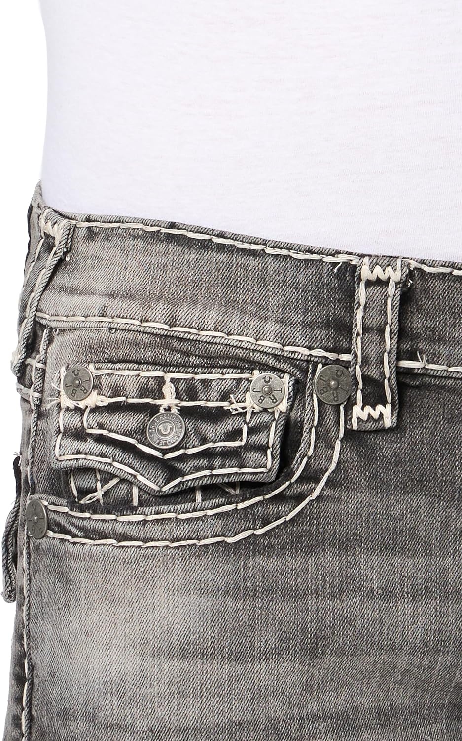 image:imageTrue Religion Mens Ricky Super T Straight Leg Denim Jeans for MenGreymouth Wash