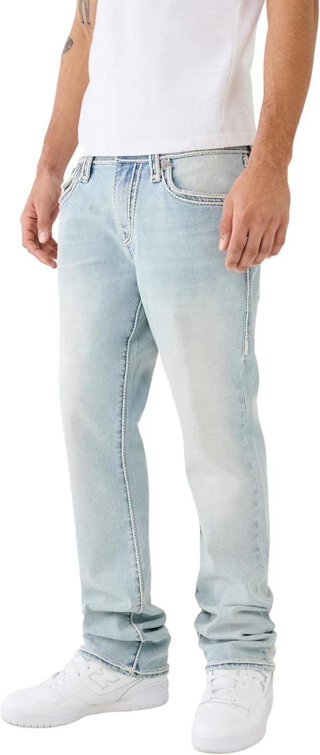 image:imageTrue Religion Mens Ricky Super T Straight Leg Denim Jeans for MenKolari Light Wash