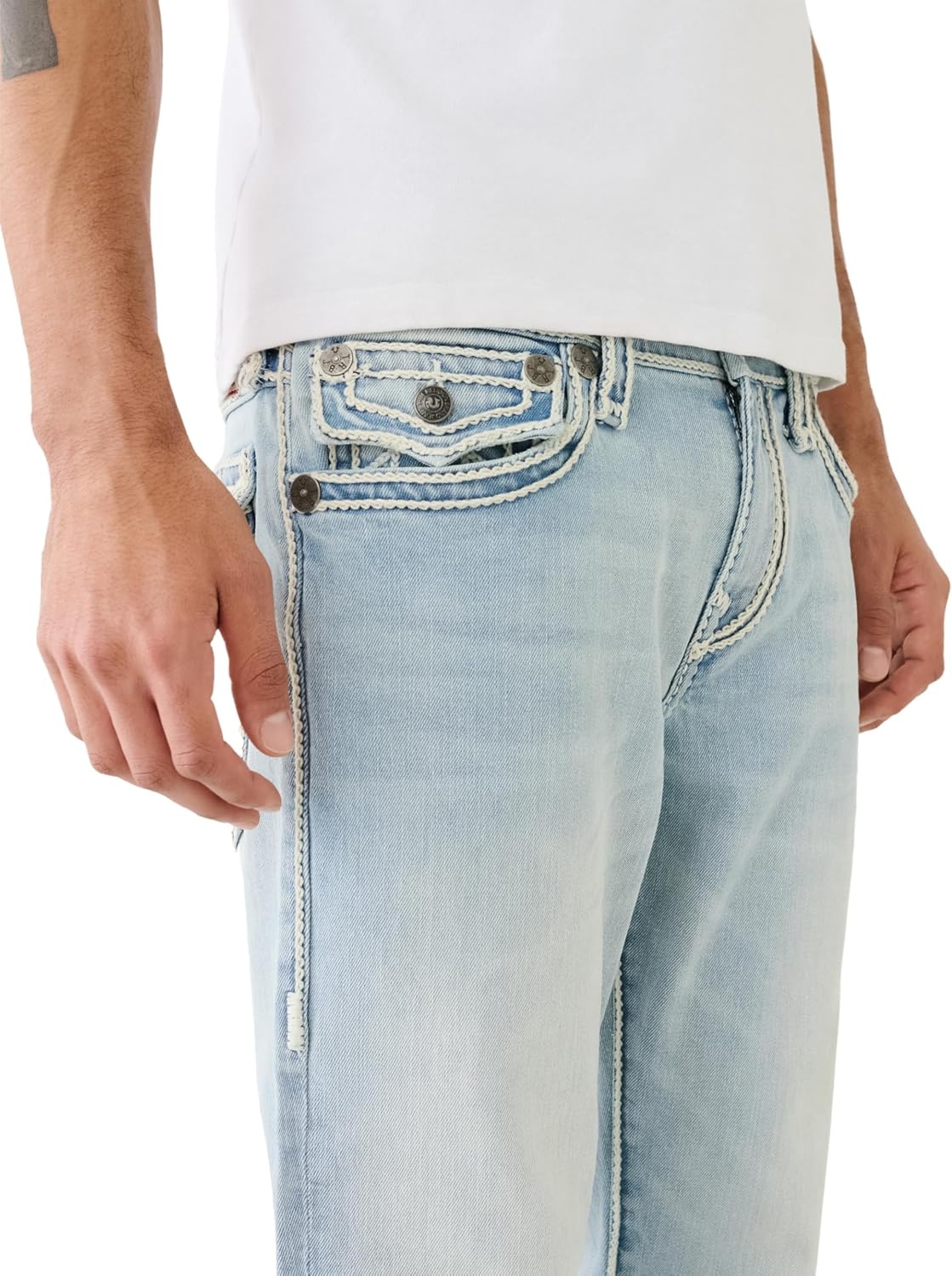 image:imageTrue Religion Mens Ricky Super T Straight Leg Denim Jeans for MenKolari Light Wash