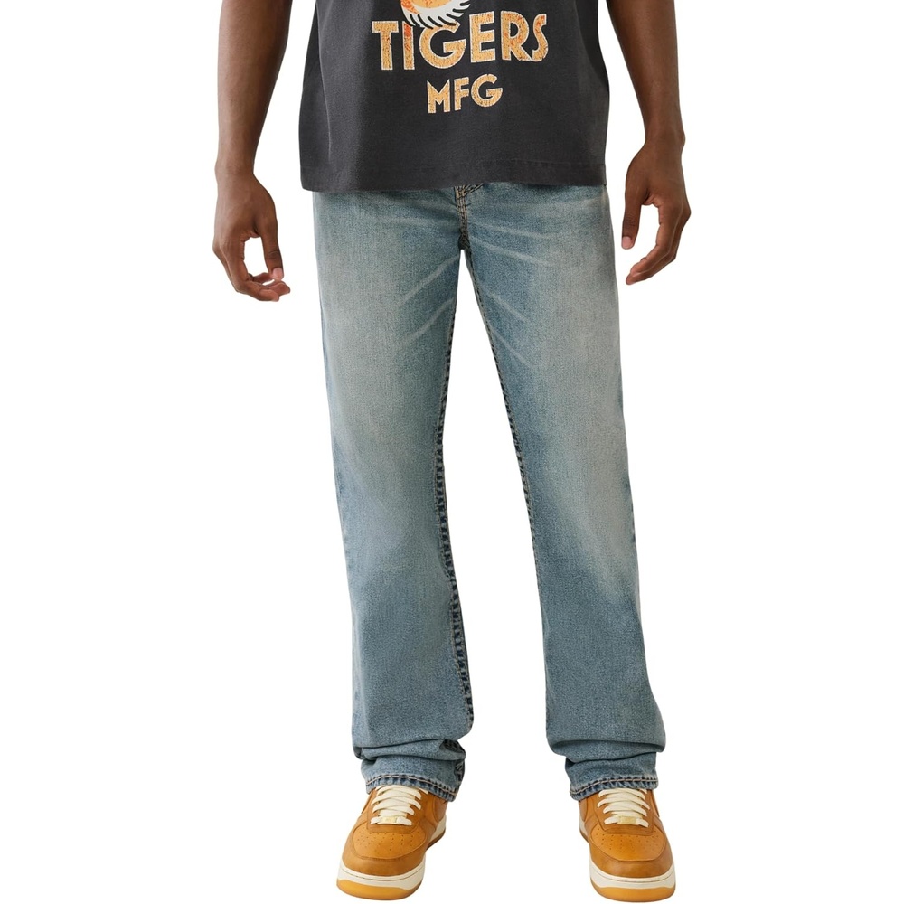 image:imageTrue Religion Mens Ricky Super T Straight Leg Denim Jeans for MenAlley Loop Light Wash