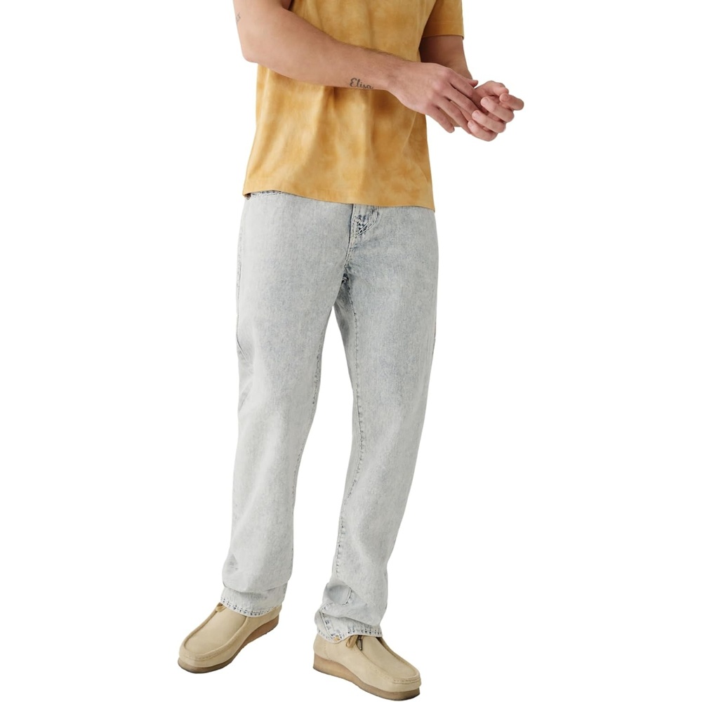 image:imageTrue Religion Mens Ricky Super T Straight Leg Denim Jeans for MenBleached Out Light Wash