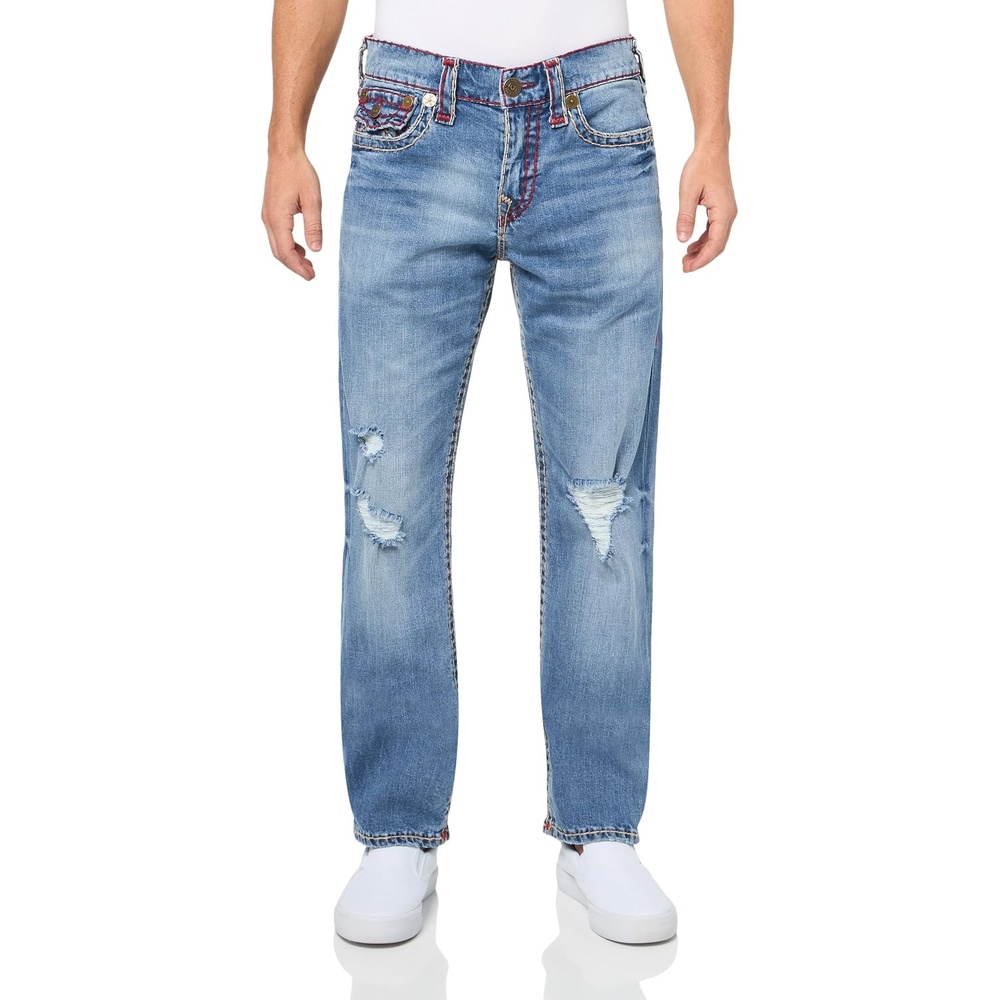 image:imageTrue Religion Mens Ricky Super T Straight Leg Denim Jeans for MenRivati Medium WashRips