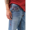 True Religion Men’s Ricky Super T Straight Leg Denim Jeans for Men(Rivati Medium Wash/Rips)