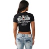 True Religion Women’s Crystal Buddha Baby Tee(Jet Black)