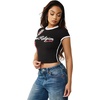 True Religion Women’s Sporty Contrasted Cap Sleeve Top(Jet Black)