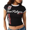 True Religion Women’s Sporty Contrasted Cap Sleeve Top(Jet Black)