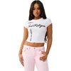 True Religion Women’s Sporty Contrasted Cap Sleeve Top(Optic White)