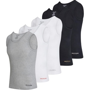 True Religion Lightweight Tank Tops for Men 5 Pack Undershirt Ribbed Cotton(White/Grey/Blk)