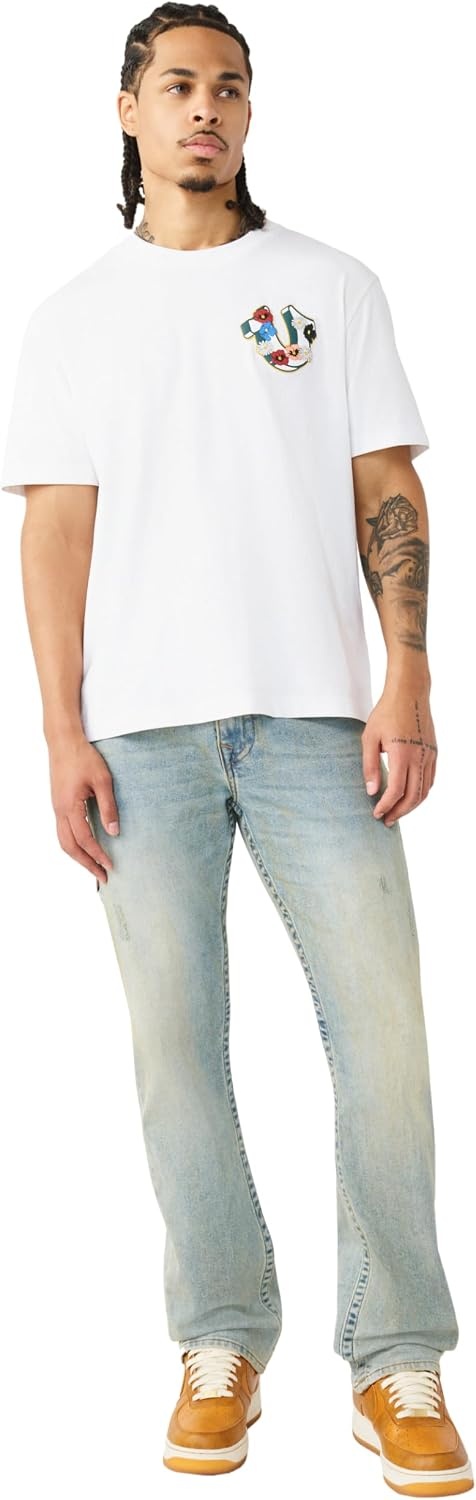 image:imageTrue Religion Mens Garden Shoey Oversized Heavyweight Tee Puff PrintOptic White