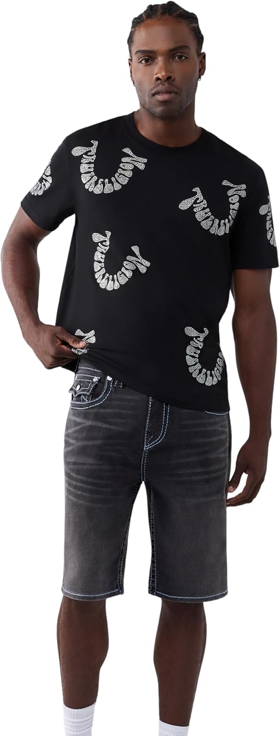 image:imageTrue Religion Mens Bobby Flap Big T ShortDeep Silence Black Wash