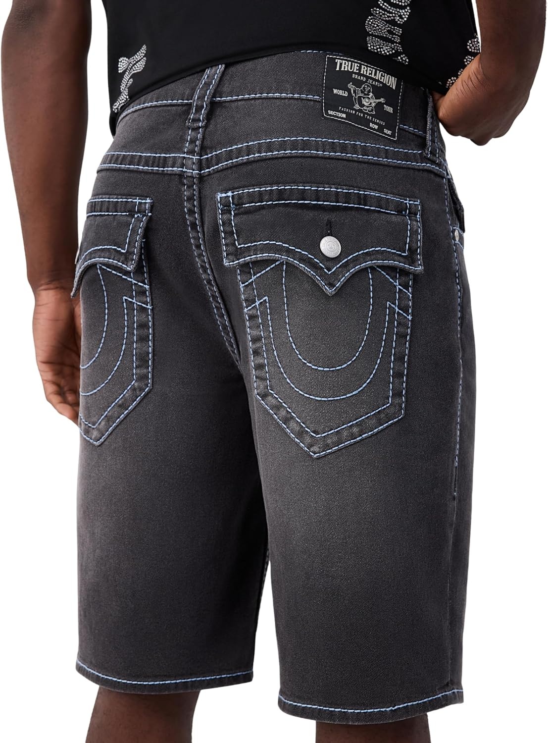 image:imageTrue Religion Mens Bobby Flap Big T ShortDeep Silence Black Wash