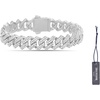 True Religion Cuban Chain Bracelet for Men, Crystal Set, 12mm Wide, 8 Inch