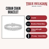 True Religion Cuban Chain Bracelet for Men, Crystal Set, 12mm Wide, 8 Inch