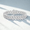 True Religion Cuban Chain Bracelet for Men, Crystal Set, 12mm Wide, 8 Inch