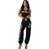 True Religion Women’s Crystal Baggy Jogger | Drawstring Waistband(Jet Black)