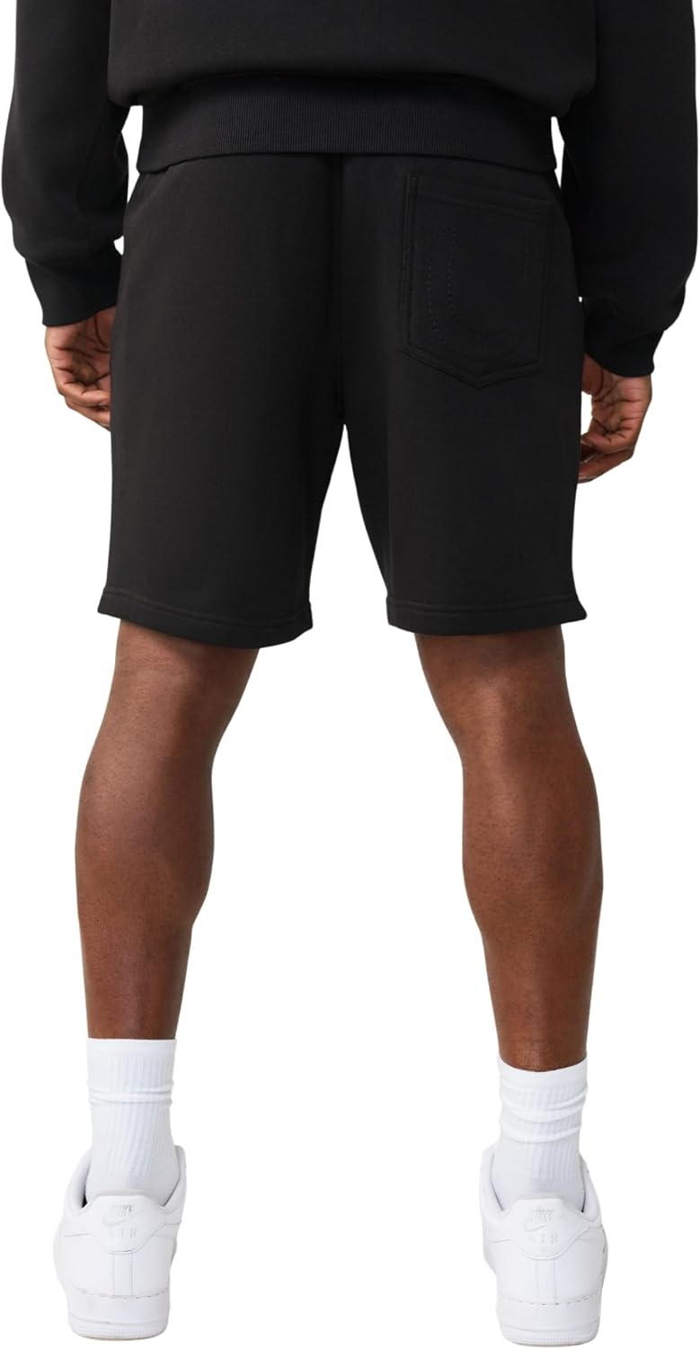 image:imageTrue Religion Mens Logo Sweat Short Elastic Waist Logo Patch Side PocketsJet Black
