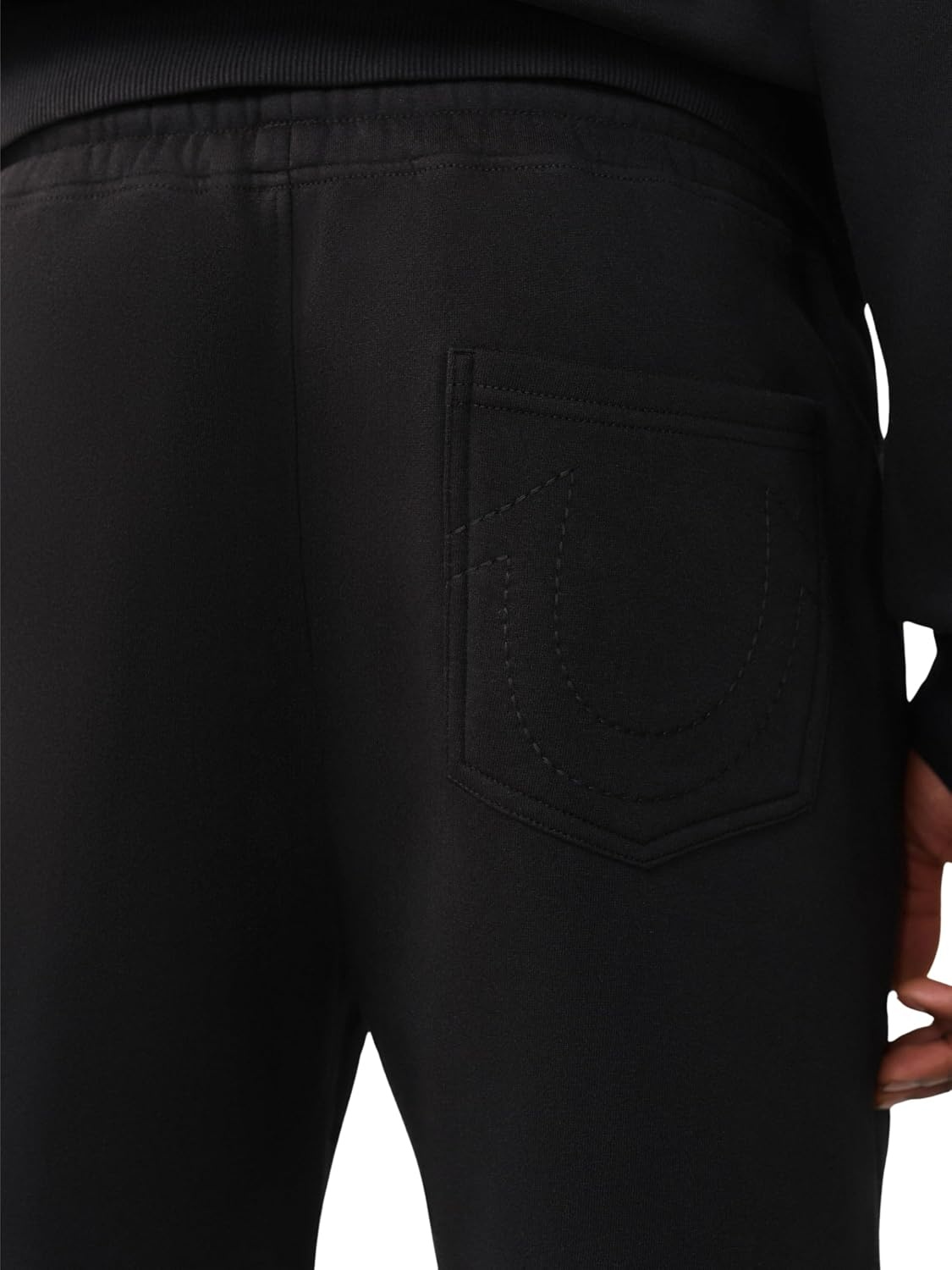 image:imageTrue Religion Mens Logo Sweat Short Elastic Waist Logo Patch Side PocketsJet Black