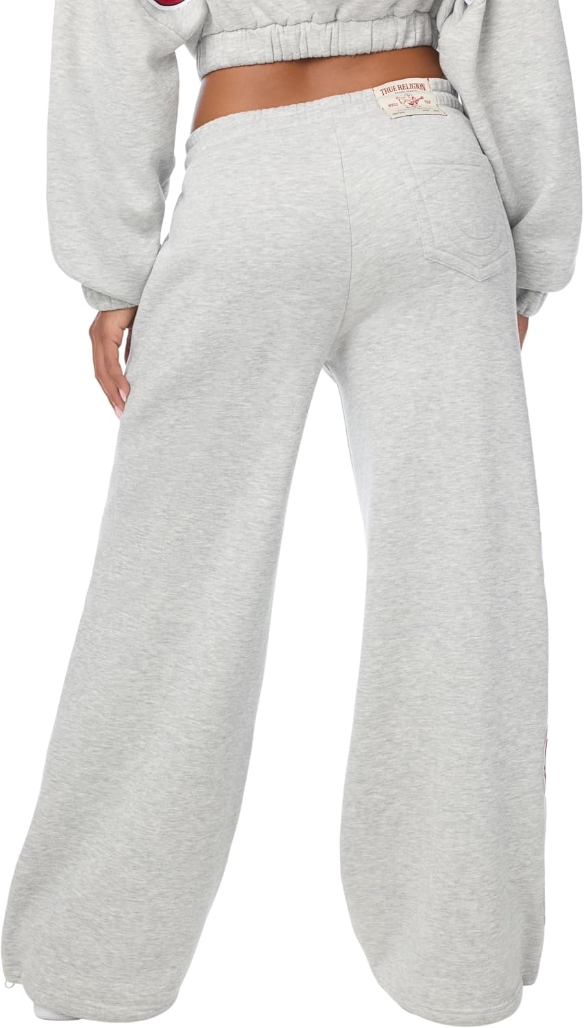 image:imageTrue Religion Womens Applique Wide Leg Pants 60 Cotton 40 Polyester Relaxed Wide Leg Signature Applique DetailHeather Grey