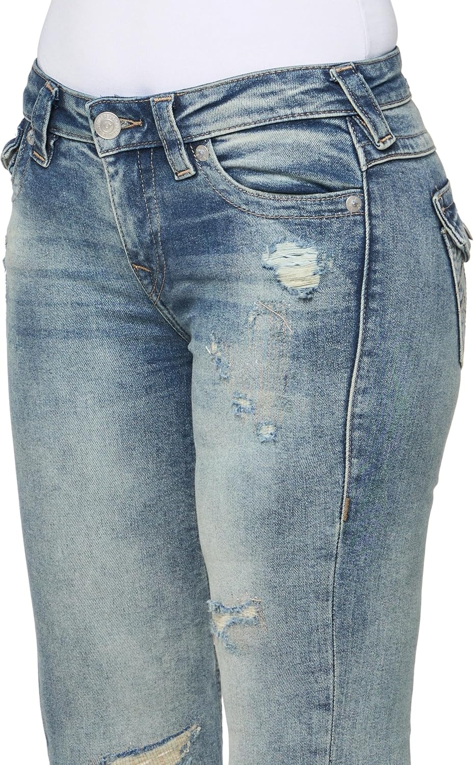 image:imageTrue Religion Womens Joey Mid Rise Flare JeansRazor Cut