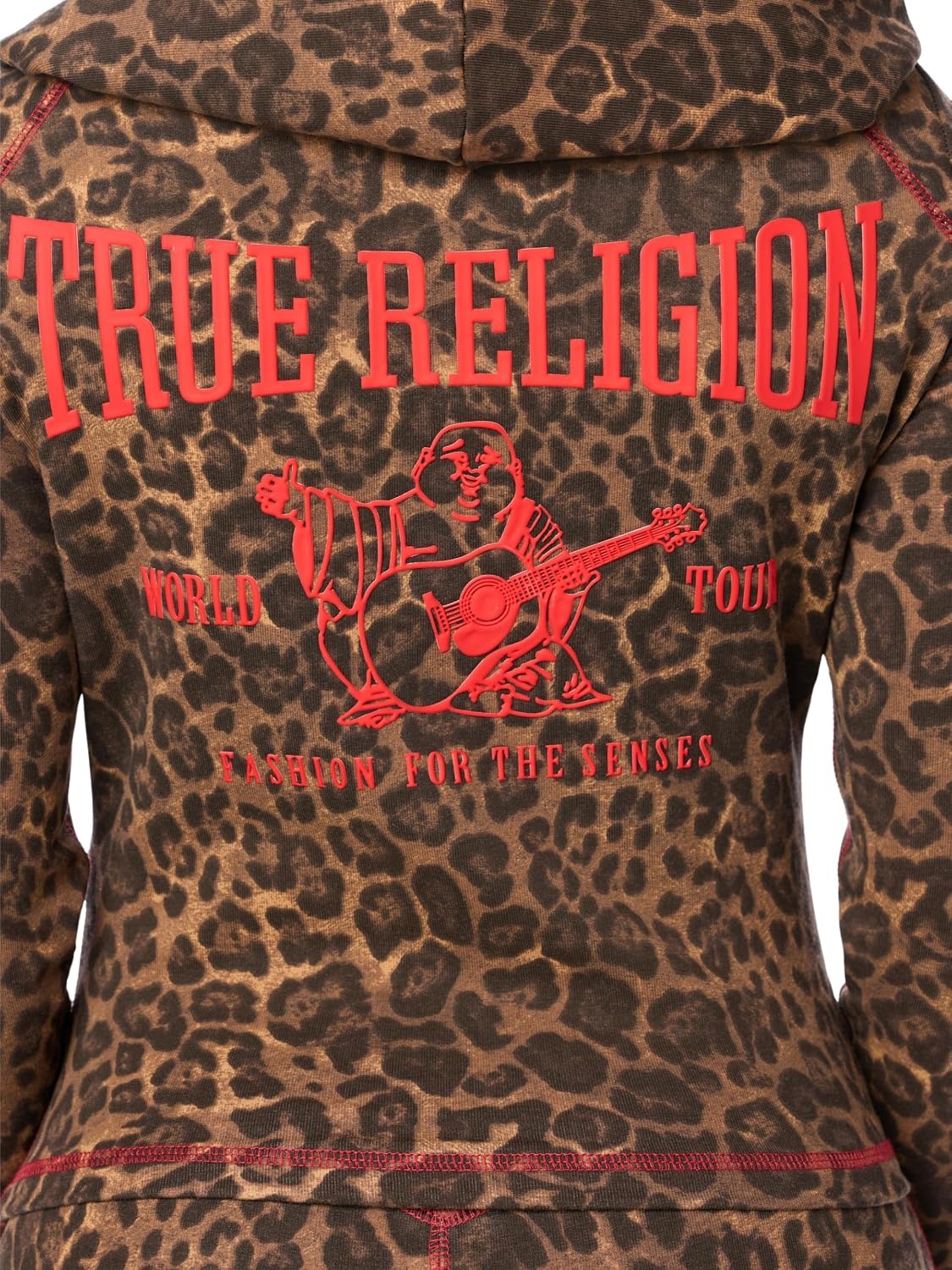 image:imageTrue Religion Womens Leopard Baby Terry Zip Up Hoodie Cotton Modal Blend Soft Zip Up Baby Terry FabricLeopard