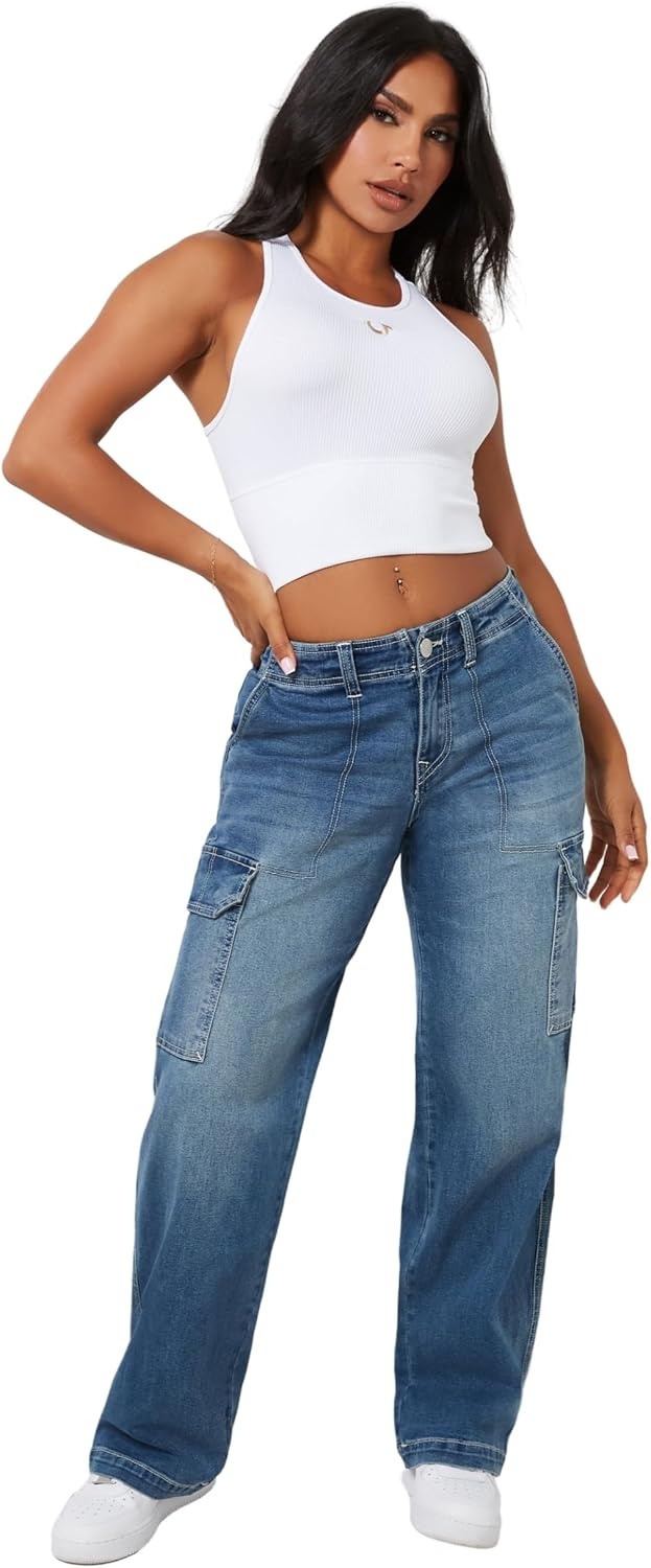 image:imageTrue Religion Womens SN Cargo Denim PantMedium Wintry