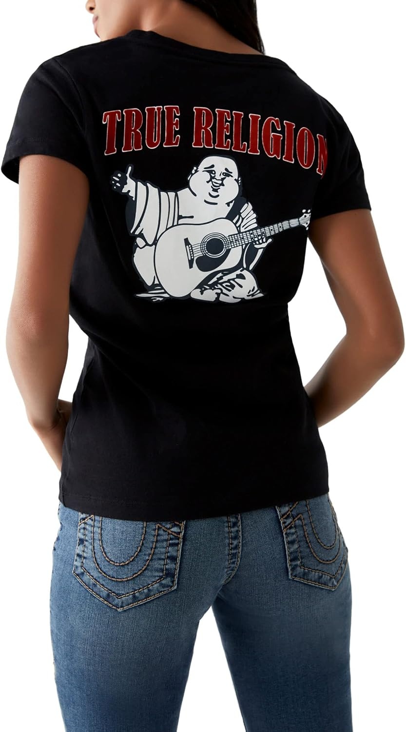 image:imageTrue Religion Womens VNeck Buddha Logo Tee Womens TopsBlack