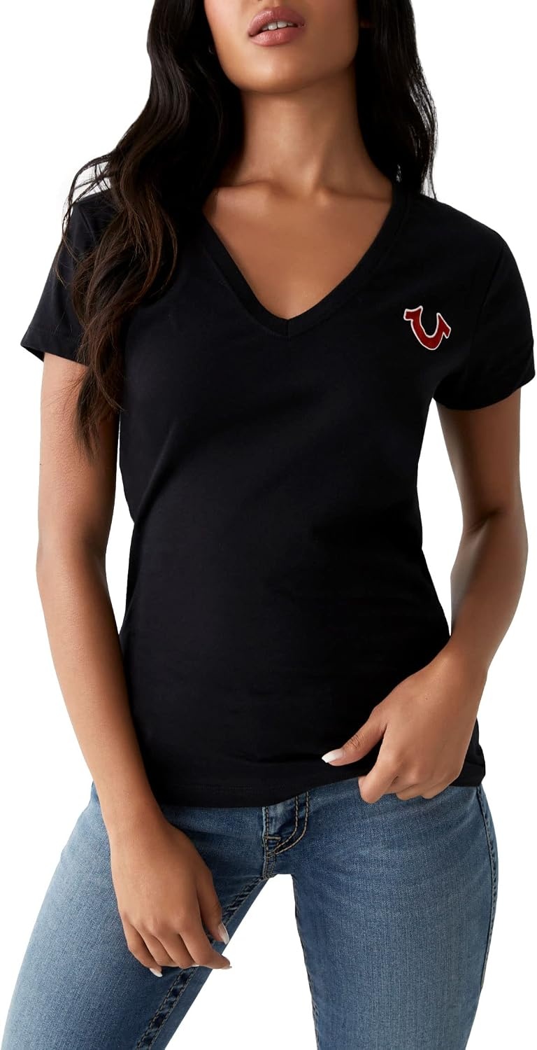 image:imageTrue Religion Womens VNeck Buddha Logo Tee Womens TopsBlack