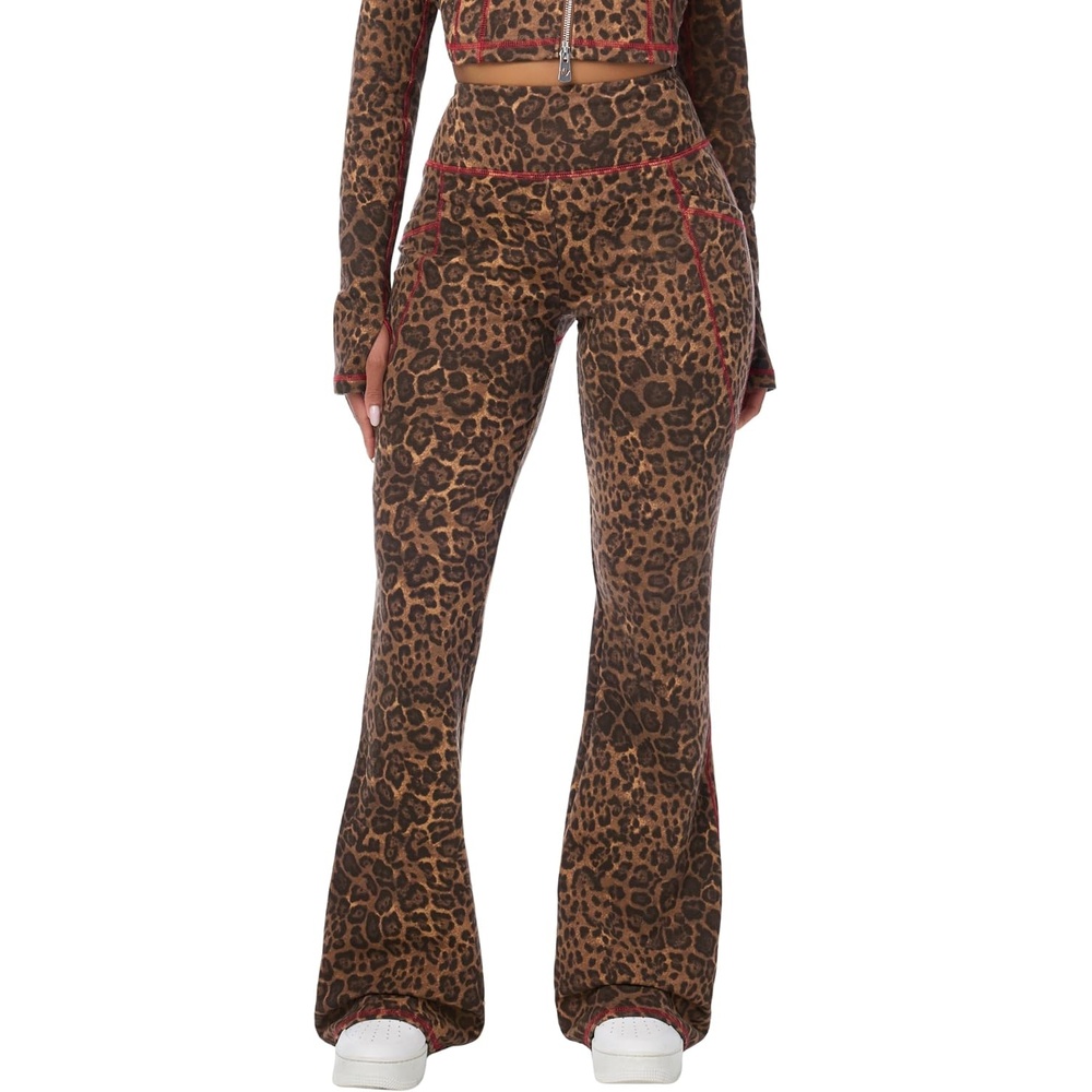 image:imageTrue Religion Womens High Rise Leopard Baby Terry Bootcut Pants  PolyCotton Blend High Rise Fit Baby Terry FabricLeopard