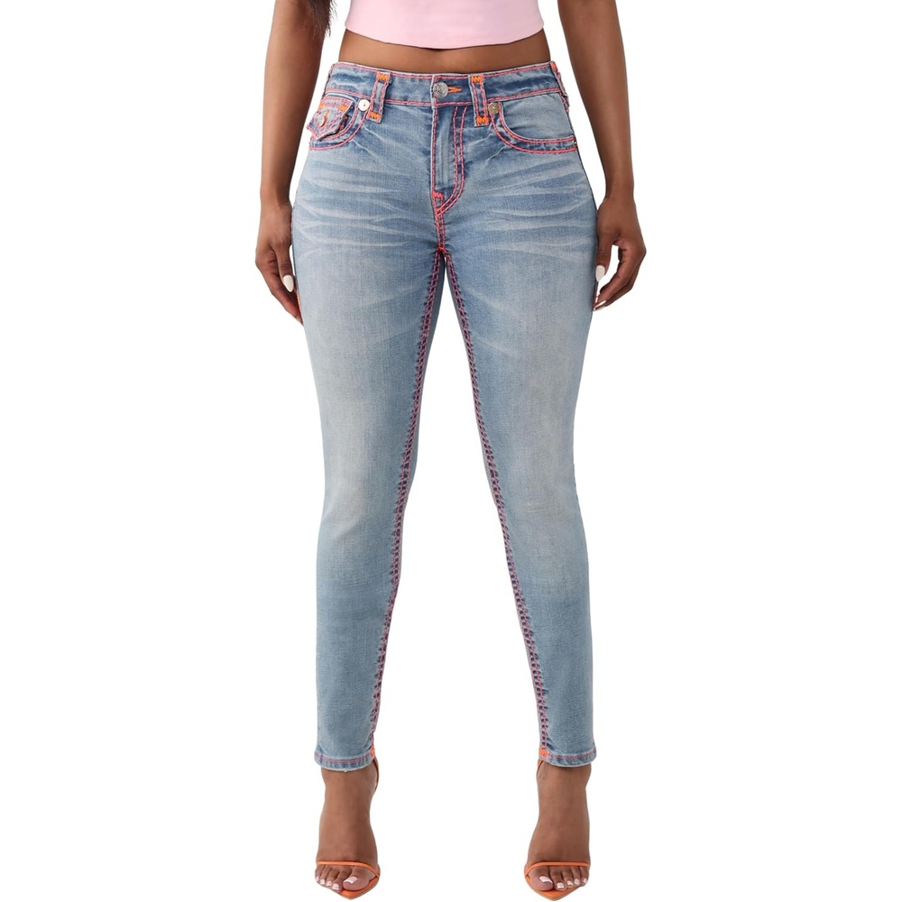 image:imageTrue Religion Womens Jennie Mid Rise Skinny JeansMarina Fog