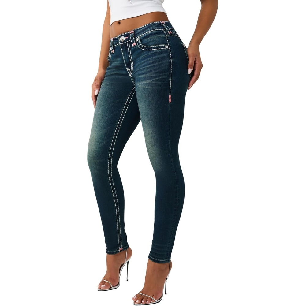 image:imageTrue Religion Womens Jennie Mid Rise Skinny JeansSerene Bliss