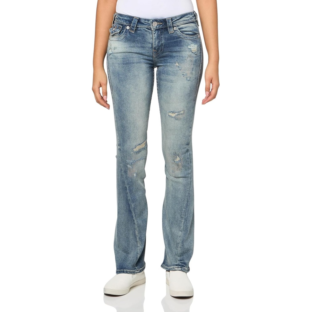 image:imageTrue Religion Womens Joey Mid Rise Flare JeansRazor Cut