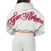 True Religion Women’s Applique Girlfriend Zip Up Hoodie – 60% Cotton 40% Polyester, Relaxed Fit, Signature Applique Detail(Heather Grey)