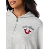 True Religion Women’s Applique Girlfriend Zip Up Hoodie – 60% Cotton 40% Polyester, Relaxed Fit, Signature Applique Detail(Heather Grey)