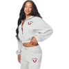 True Religion Women’s Applique Girlfriend Zip Up Hoodie – 60% Cotton 40% Polyester, Relaxed Fit, Signature Applique Detail(Heather Grey)