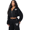 True Religion Women’s Applique Girlfriend Zip Up Hoodie – 60% Cotton 40% Polyester, Relaxed Fit, Signature Applique Detail(Jet Black)