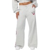 True Religion Women’s Applique Wide Leg Pants – 60% Cotton 40% Polyester, Relaxed Wide Leg, Signature Applique Detail(Heather Grey)