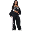 True Religion Women’s Applique Wide Leg Pants – 60% Cotton 40% Polyester, Relaxed Wide Leg, Signature Applique Detail(Jet Black)