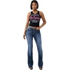 True Religion Women’s Becca Mid Rise Bootcut Big T Flap Pocket Jeans – Cotton Blend, Crystal Detail, Bootcut Fit(Astral Tide)