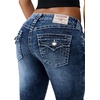 True Religion Women’s Becca Mid Rise Bootcut Big T Flap Pocket Jeans – Cotton Blend, Crystal Detail, Bootcut Fit(Astral Tide)