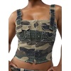 True Religion Women’s Big T Crystal Camo Corset Long Sleeve Top – 98% Cotton, Corset Style, Crystal Detail(Camo)