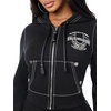 True Religion Women’s Big T Crystal Horseshoe Shrunken Zip Hoodie – 60% Cotton 40% Polyester, Long Sleeve, Zip-Up(Jet Black)